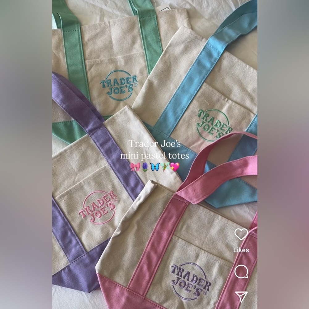 Trader Joe's Mini Purple Pastel Canvas Tote
Bag NWT
